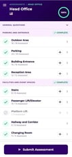 Assessment Tool on a phone showing a guided building assessment