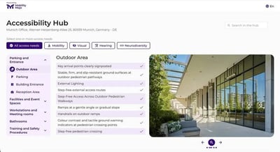 Public Accessibility Hub page listing a building's accessible features